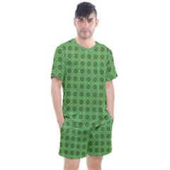 Floral Circles Green Men s Mesh Tee And Shorts Set