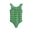 Floral Circles Green Kids  Frill Swimsuit View1