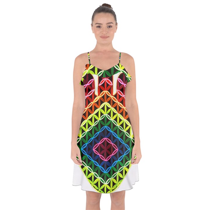 Hamsa of God Ruffle Detail Chiffon Dress