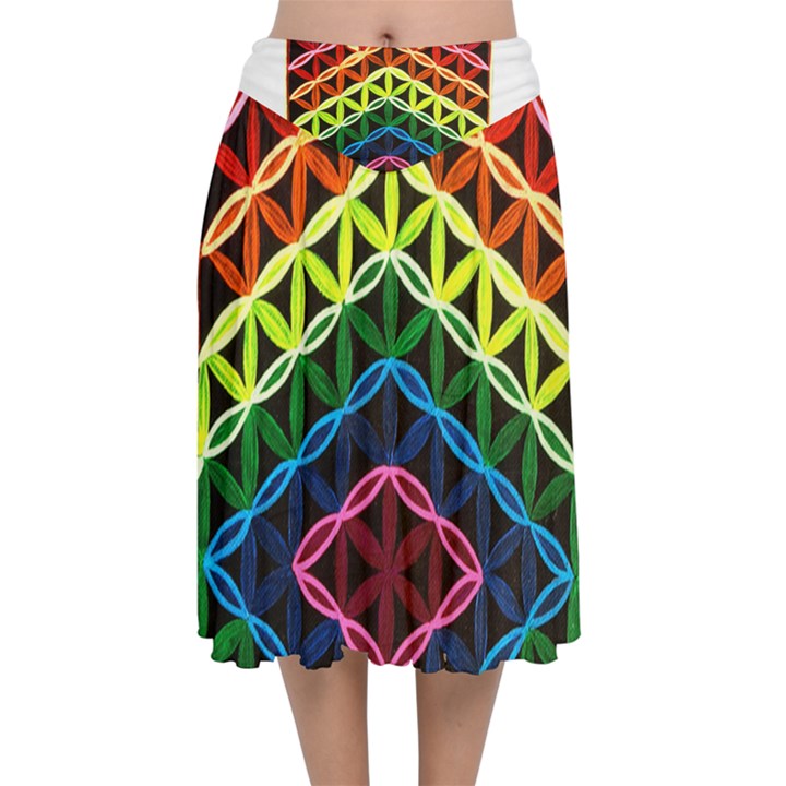 Hamsa of God Velvet Flared Midi Skirt