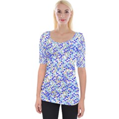 Floral Blues Wide Neckline Tee