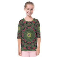 Sunshine Mandala In Rose Heaven Kids  Quarter Sleeve Raglan Tee