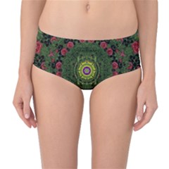 Sunshine Mandala In Rose Heaven Mid-waist Bikini Bottoms by pepitasart