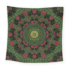 Sunshine Mandala In Rose Heaven Square Tapestry (large) by pepitasart