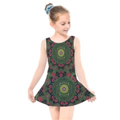 Sunshine Mandala In Rose Heaven Kids  Skater Dress Swimsuit by pepitasart