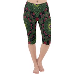 Sunshine Mandala In Rose Heaven Lightweight Velour Cropped Yoga Leggings