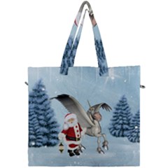 Santa Claus With Cute Pegasus In A Winter Landscape Canvas Travel Bag by FantasyWorld7