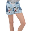 Santa Claus With Cute Pegasus In A Winter Landscape Women s Velour Lounge Shorts View1