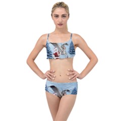 Santa Claus With Cute Pegasus In A Winter Landscape Layered Top Bikini Set by FantasyWorld7