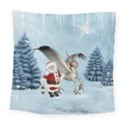 Santa Claus With Cute Pegasus In A Winter Landscape Square Tapestry (Large) View1