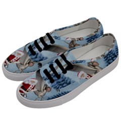 Santa Claus With Cute Pegasus In A Winter Landscape Men s Classic Low Top Sneakers by FantasyWorld7