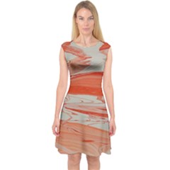 Orange Swirl Capsleeve Midi Dress by WILLBIRDWELL