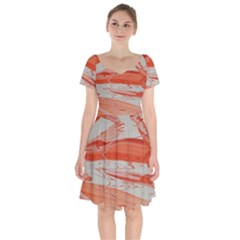 Orange Swirl Short Sleeve Bardot Dress by WILLBIRDWELL