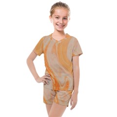 Orange Kids  Mesh Tee And Shorts Set