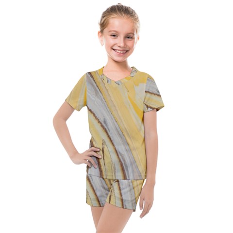 Yellow Jungle Kids  Mesh Tee And Shorts Set by WILLBIRDWELL