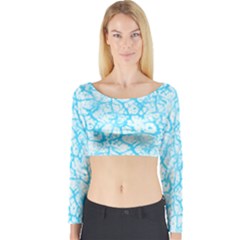 Officially Sexy Sky Blue & White Cracked Pattern Long Sleeve Crop Top (tight Fit) by OfficiallySexy