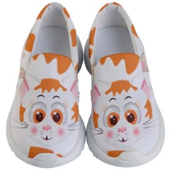 Orange & White Adorable Kitty Cat Print Kid s Lightweight Slip Ons by PattyVilleDesigns