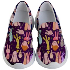 Indigo Cute Rabbit Patterns Kid s Lightweight Slip Ons by PattyVilleDesigns