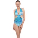 Hearts Colors Halter Front Plunge Swimsuit View1