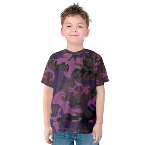 Camouflage Violet Kids  Cotton Tee by snowwhitegirl