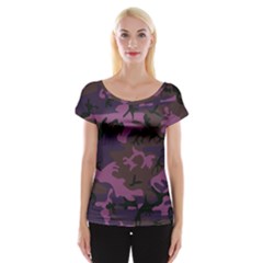 Camouflage Violet Cap Sleeve Top by snowwhitegirl