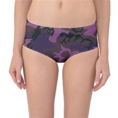 Camouflage Violet Mid-waist Bikini Bottoms by snowwhitegirl