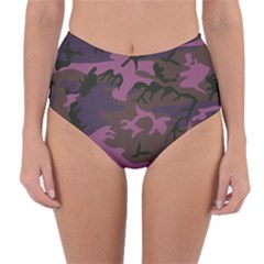 Camouflage Violet Reversible High-waist Bikini Bottoms by snowwhitegirl