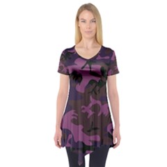 Camouflage Violet Short Sleeve Tunic  by snowwhitegirl