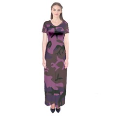 Camouflage Violet Short Sleeve Maxi Dress by snowwhitegirl