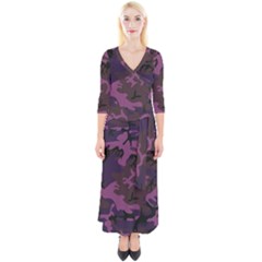 Camouflage Violet Quarter Sleeve Wrap Maxi Dress by snowwhitegirl