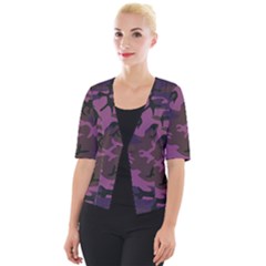 Camouflage Violet Cropped Button Cardigan