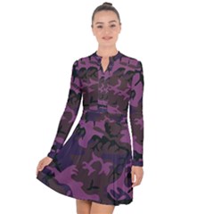 Camouflage Violet Long Sleeve Panel Dress