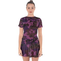 Camouflage Violet Drop Hem Mini Chiffon Dress by snowwhitegirl