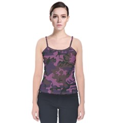 Camouflage Violet Velvet Spaghetti Strap Top