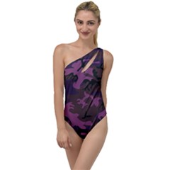 Camouflage Violet To One Side Swimsuit