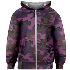 Camouflage Violet Kids Zipper Hoodie Without Drawstring by snowwhitegirl