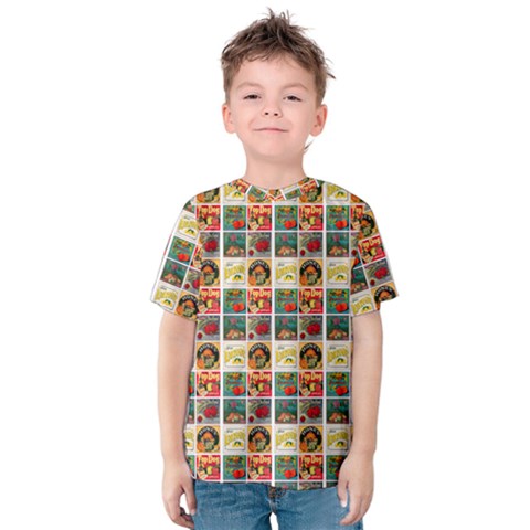 Victorian Fruit Labels Kids  Cotton Tee by snowwhitegirl