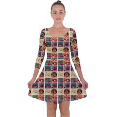 Victorian Fruit Labels Quarter Sleeve Skater Dress