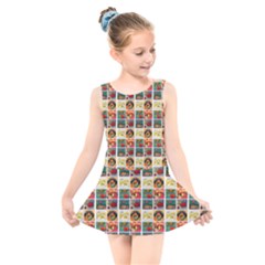 Victorian Fruit Labels Kids  Skater Dress Swimsuit