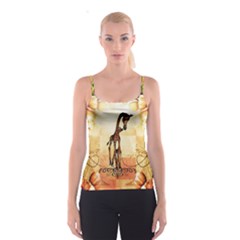 Cute Giraffe Mum With Funny Giraffe Baby Spaghetti Strap Top by FantasyWorld7