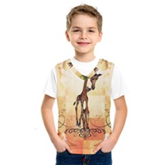 Cute Giraffe Mum With Funny Giraffe Baby Kids  Sportswear by FantasyWorld7