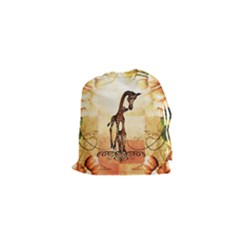 Cute Giraffe Mum With Funny Giraffe Baby Drawstring Pouch (xs) by FantasyWorld7