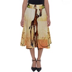 Cute Giraffe Mum With Funny Giraffe Baby Perfect Length Midi Skirt by FantasyWorld7