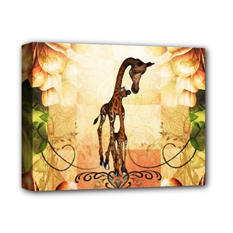 Cute Giraffe Mum With Funny Giraffe Baby Deluxe Canvas 14  X 11  (stretched) by FantasyWorld7