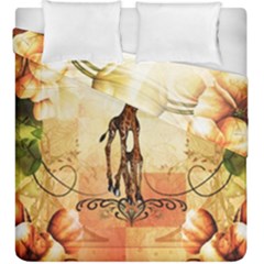 Cute Giraffe Mum With Funny Giraffe Baby Duvet Cover Double Side (king Size) by FantasyWorld7