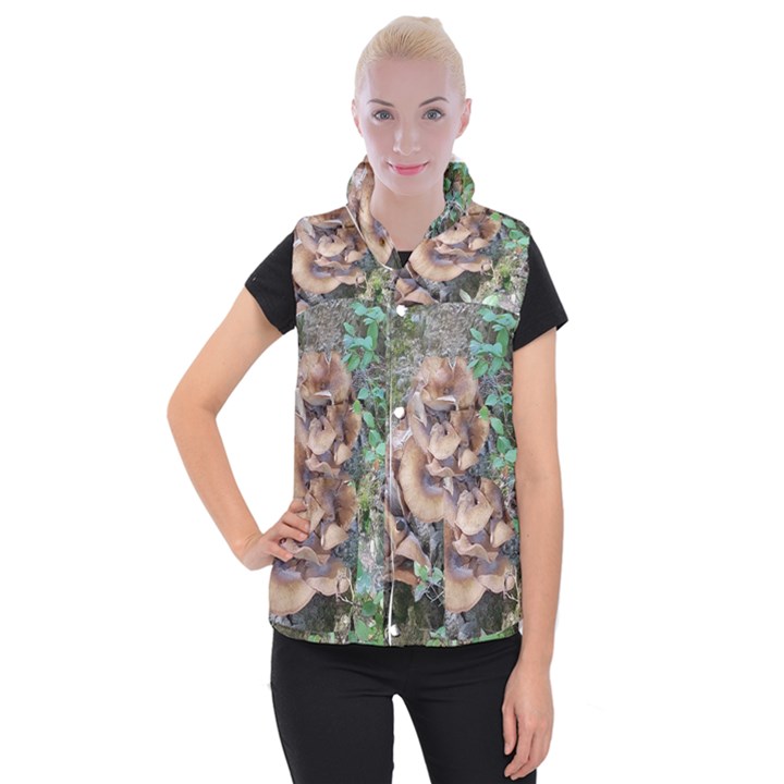 Abstract of Mushroom Women s Button Up Vest