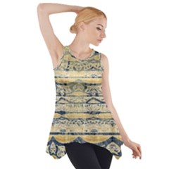 Blue Jean On Gold Seamless Nature Bigger By Flipstylez Designs Side Drop Tank Tunic by flipstylezfashionsLLC