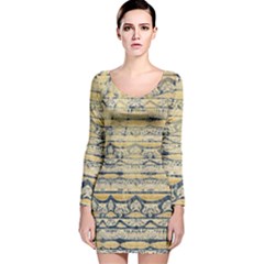 Blue Jean On Gold Seamless Nature Bigger By Flipstylez Designs Long Sleeve Velvet Bodycon Dress