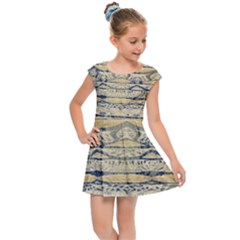 Blue Jean On Gold Seamless Nature Bigger By Flipstylez Designs Kids Cap Sleeve Dress