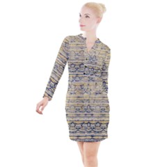 Blue Jean On Gold Seamless Nature Bigger By Flipstylez Designs Button Long Sleeve Dress